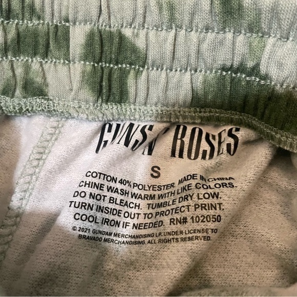 NWT Guns N Roses Sweatpants Green Tie Dye Print New Elastic Waist Rock Band Y2K - Picture 6 of 17
